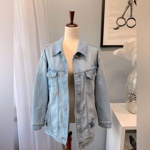 Altar’d State Long Length Stretch Denim Jacket Women’s Size Medium Lightwash